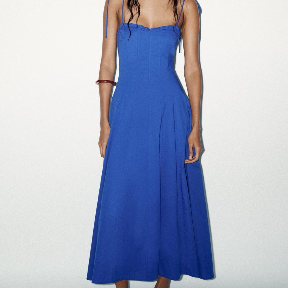 Zara Vibrant Blue Strapless Dress